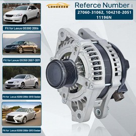 11196 Alternator FIT 2006 Lexus GS300, 2007–2011 GS350, 2010–2013 IS250 IS350 Sedan/Convertible – Replace OE# 27060-31062, 104210-2051, 11196N