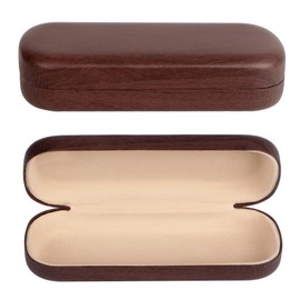 KUHEITAER Hard Shell Eyeglasses Sunglasses Case, Simple Wood Grain Glasses Case With Clean Cloth, Sunglasses Case Hard Shell Travel For Women Girls