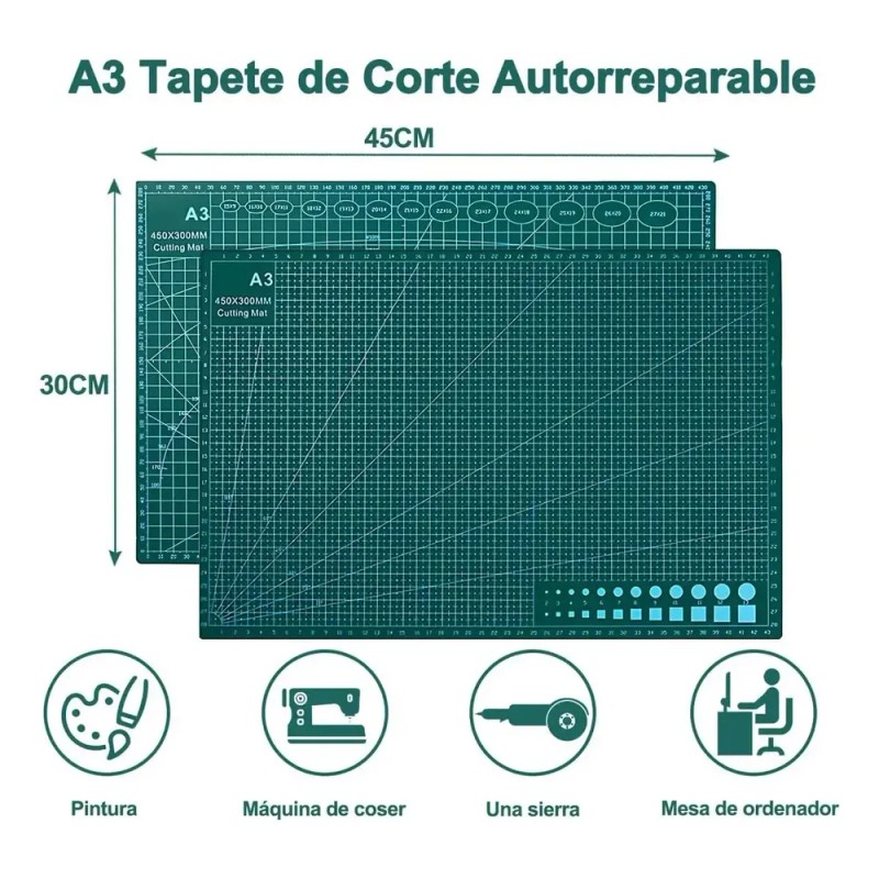 Esterilla de Corte A3 Autocurable para Scrapbooking y Manualidades