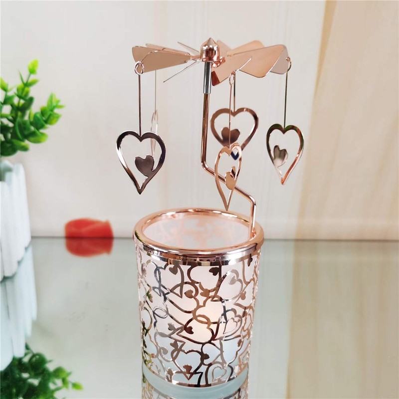 kingnero Carousel Candle Rotary Candle Holder Spinning Candleholder Metal Tea