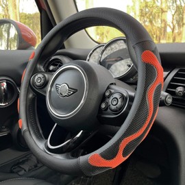 PINCTROT Comfy Grip Steering Wheel Cover, Anti-Slip Design, Universal 14.5-15 Inch(Silicone Orange)