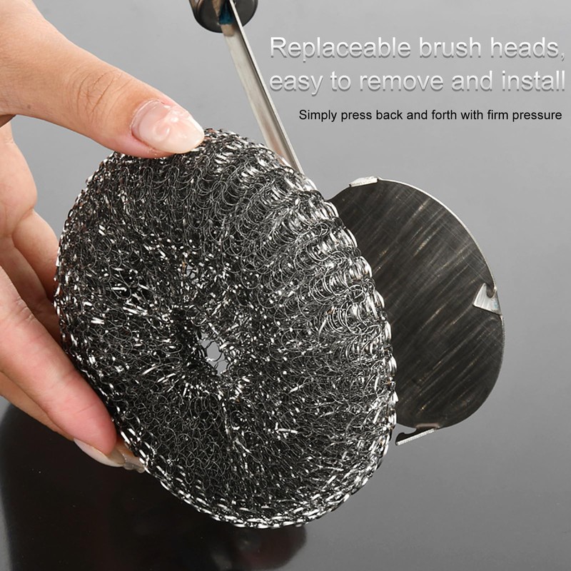Scourer Stainless Steel Scourer Scourer Scouring Brush with Handle Scouring