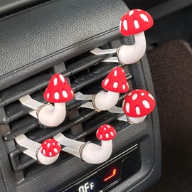 6 PCS Mushroom Car Vent Clips, Fun Mini Mushrooms Cars Air Conditioning Clip Ornaments Decorations, Cute Automotive Interior Decor for Women Men