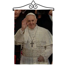 Together Not Alone Pope Francis Catholic Gifts Canvas Tapestry Plaque Kit Memorabilia Decor Fabric Quote Room Burlap Textile Church Wall Art Banner Remembrance Sign Fathers Day Religious Decoration