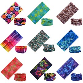 Mogokoyo Women’s Men’s Children’s Multifunctional Scarf, Storm Face Shield Neck Scarf Tube Scarf for Motorcycling, Cycling, Mountain Climbing - In Many Colours, Pack of 9, 49