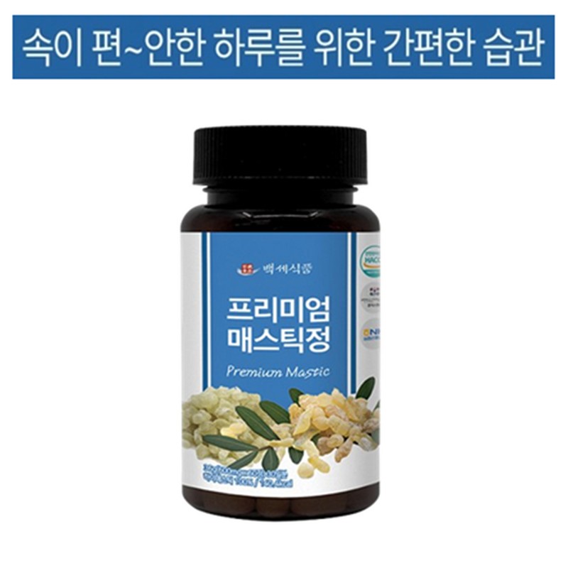 Baekse Food 프리미엄 매스틱정 위건강 위장보호 건강식품 600mg x 60정