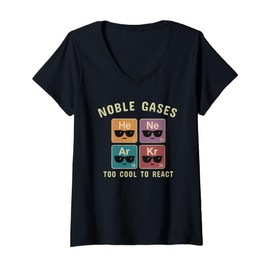 Womens Noble Gases Too Cool to React Funny Chemistry Gift Men,Women V-Neck T-Shirt