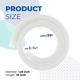 ANTOBLE Pool Hose for Intex 1.25" Diameter Above Ground Pool Pump Hoses Replacement Accessory 59" Long 1-1/4 Swimming Pool Filter Pump Hoses 607 637 With 4 Metal Clamps, 2 Pack | ANTOBLE
