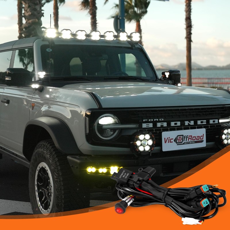 LIGHTFOX LED Light Bar Wiring Harness Kit-14AWG Wiring Kit with