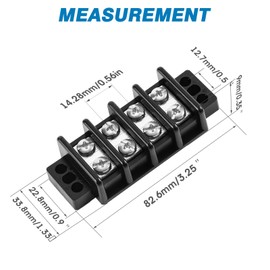 GLOSO Marine Terminal Blocks TBD Double Row Stainless 10-22 AWG Cu, 30A/600V- 1 Pack, 4 Poles