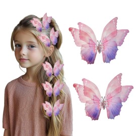 2 Stück Schmetterling Haarschmuck Mädchen, 3D Schmetterling Haarspange Realistische Bunte Bewegliche Schmetterling Haarspangen Für Frauen Hochzeit Party Dekoration Heimdekoration