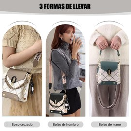 ANGYBEFUN Bolso Cruzada Bandoleras Pequeño - Bolsas de Mano Trenzado, Bonito Cuero de PU Cartera para Teléfono Móvil Hombro Monedero con Desmontable Correa Ancha de Guitarra y Correa de Asa (Rosa)