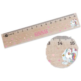 Wooden Ruler 15 cm - Unicorns - Unicorn Wooden Ruler for Girls | Gift for Primary School and First Day of School for School Beginners with Name - 15 cm - Wood - 15 cm Gifts Unicorn Wooden Ruler