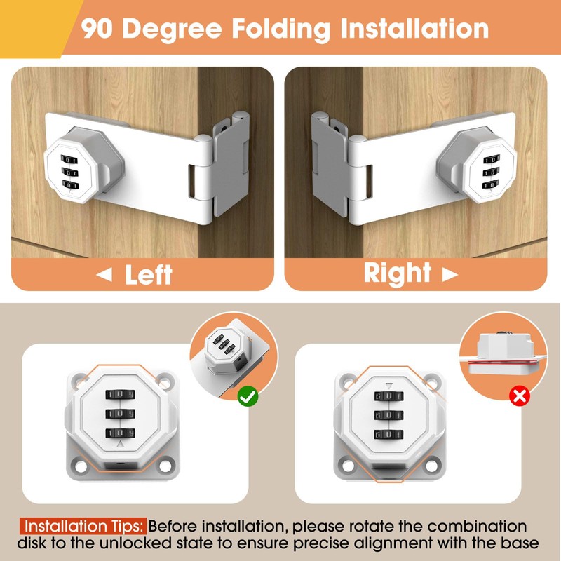 YogePote 90 Degree Cabinet Locks with Combination, Mechanical Folding Door