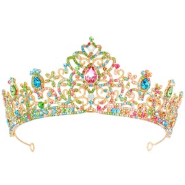 Vovii Tiaras for Women Wedding Crown Headband Birthday Queen Rhinestone Shiny Multicolor Crown for Girl Princess Decoration for Birthday Prom Party