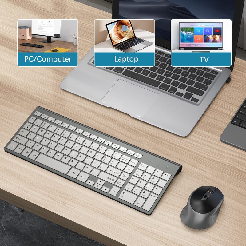 Wireless Keyboard and Mouse, J JOYACCESS Slim and Ergonomic Wireless