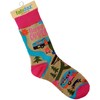 Fabdaz Happy Camper Camping Themed Women's Novelty Crew Socks -