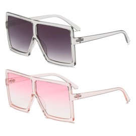 GRFISIA Square Oversized Sunglasses for Women Men Flat Top Fashion Shades