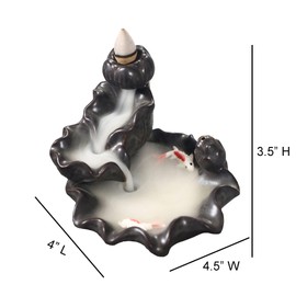 Soul Sticks Backflow Incense Holder Burner Waterfall Fountain for Home, Office, Yoga, Room Decor & Aromatherapy with 1 Pack of 10 Backflow Fragrance Cones Included (Coi Pond)