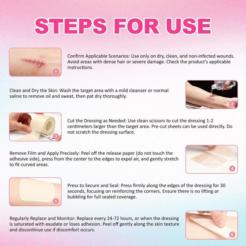 Polynew Hydrocolloid Roll (2inx19.7ft) Extra Large Hydrocolloid Patch Bandages with