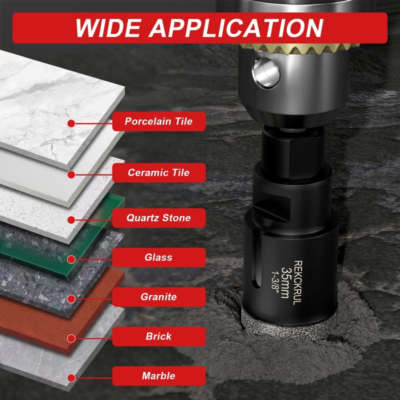REKCKRUL 3/4 Inch Dry Diamond Core Drill Bits, 20mm Vacuum