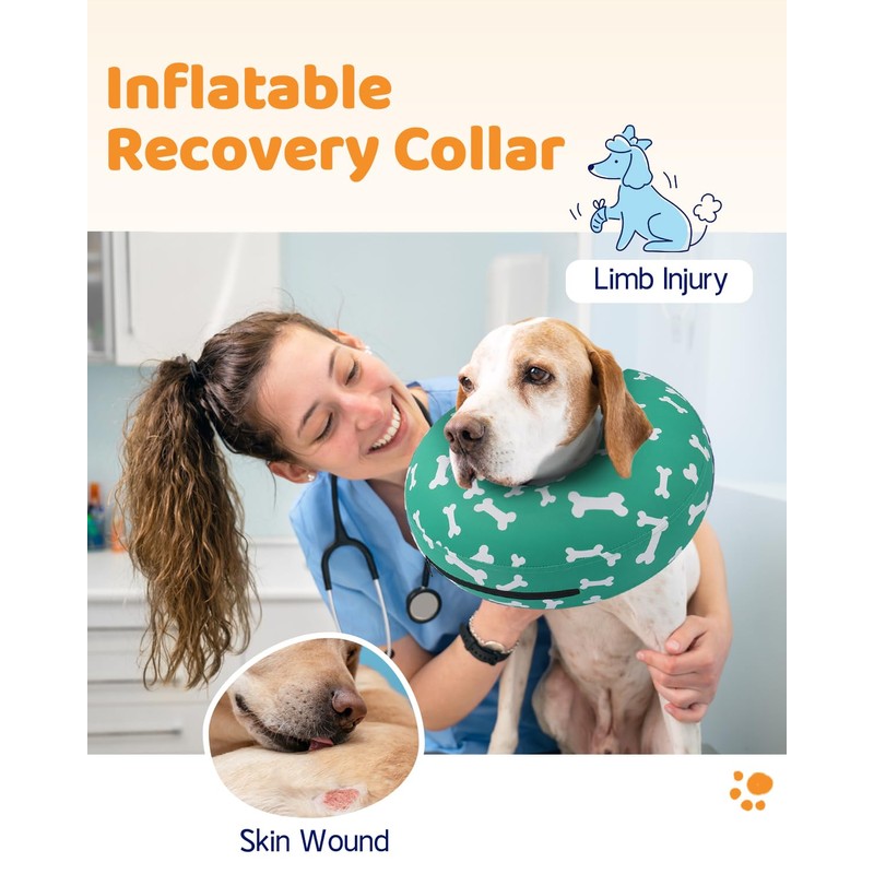 Supet Inflatable Dog Cone Collar Alternative After Surgery, Dog Neck