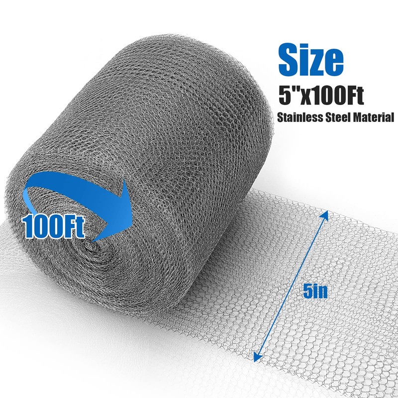 Valchoose Upgraded Not Rusty 5”X 100 Ft Stainless Steel Mesh