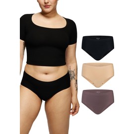 LEAKPROOF2.0 Seamless Brief Period Underwear for Women | Period Panties Holds 4 Tampons | Mild Incontinence Leak Proof Underwear (S/M, 3-Multicolor)