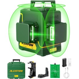 ALEAPOW 3D Laser Level, 147ft 3x360° Green Laser Level, 5.2Ah Battery, SelfLevel
