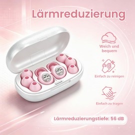 Ear Plugs for Sleeping, Soft and Reusable, Available in 4 Sizes, for Sleeping, Work, Study, Travel, Concerts, etc. (Pink)