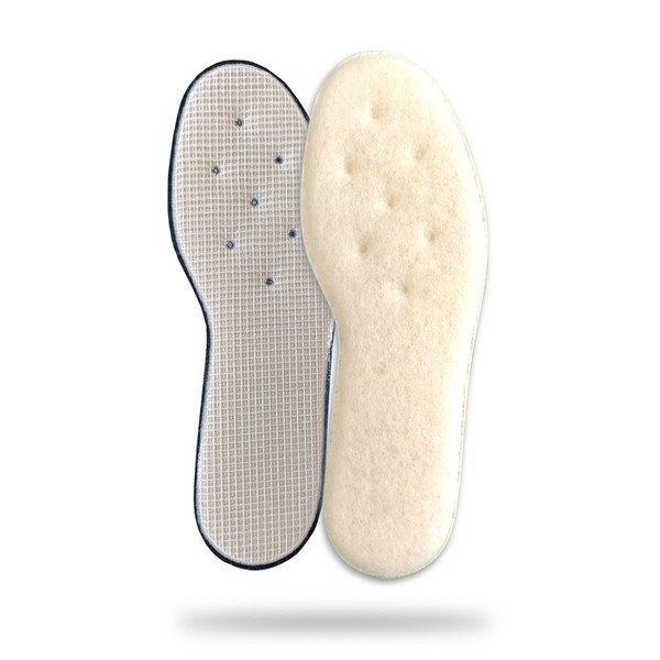 Actika 100% Warm Wool Insole, Fluffy, Cold Protection, Heat Retention, Made in Japan, 8.7 - 10.0 inches (22 - 25.5 cm), Wool Insole, White