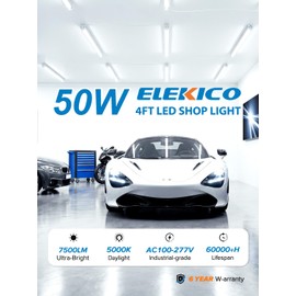 Super Bright 50W Led Shop Lights 4FT 10-Pack 5000K 7500LM For Garage Shop
