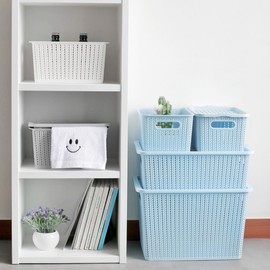Organizing storage stitched rattan lid Basket stitch lid basket S gray