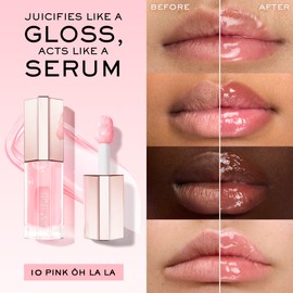 Lancôme Lip Idôle JuicyTreat Oil-in-Gloss -24HR Hydrating Gloss with Squalane for Instant Shine - 10 PINK ÔH LA LA