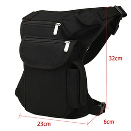 MEGAUK Men's Canvas Hiking Waist Bag Leg Bag Bum Bag Waist Bag for Sports Travel Camping Cycling Motorcycle (Black)