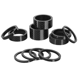 AEYINO 11PCS Headset Spacer Bike 1-1/8 Fork Stem Aluminum Carbon Fiber Washer - 20 15 10 5 3 2 mm Mountain Bikes Road Bicycle Threadless Ultralight Headset Spacers, fit MTB Road BMX Folding Bikes.