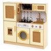 Costzon Kids Kitchen Playset, Wooden Play Kitchen w/Rattan Door, Realistic