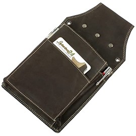 Woodland - professional waiter exchanges holster made from soft, untreated buff in dark-brown/taupe