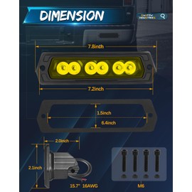 Flush Mount Pod Lights Yellow, 60W 7 Inch CREE LED Light Bar Flush Mount Reverse Light Spot LED Pods Yellow Fog Lights for Truck Wrangler F150 Toyota Chevy Ram GMC ATV UTV