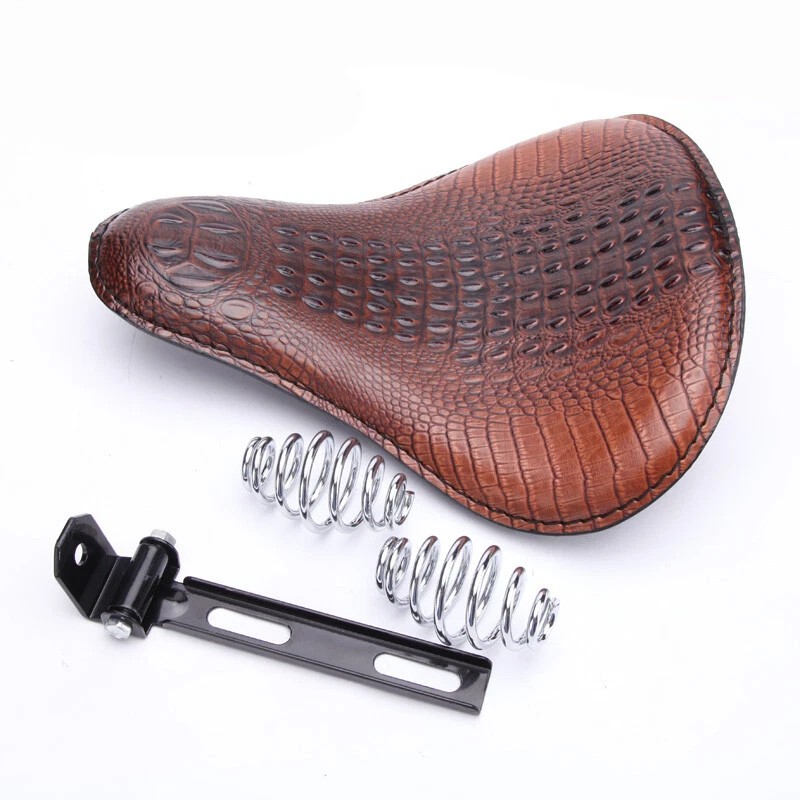 KEEPDSGN Retro Alligator Motorcycle Leather Solo Driver Seat for Harley