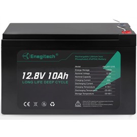 Enegitech 12V 10Ah LiFePO4 Lithium Battery, Built-in 10A BMS, 2000+ Deep Cycles Rechargeable Battery, Perfect for Fish Finders, Power Wheels, Solar/Wind Power, Ham Radio, Scooters, Small UPS and More