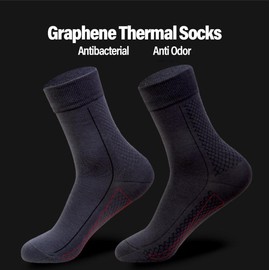 Graphene thermal insulation and antibacterial sock,Men's sweat-absorbent, breathable and quick-drying long sports hiking and running socks - Color: Five pairs/black