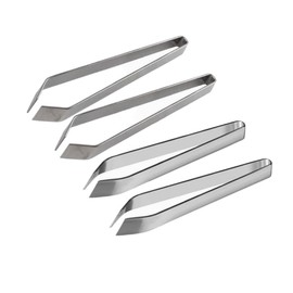 Stainless Steel Fish Bone Tweezers Flat and Slant Pliers Set, Kitchen Cooking Tweezers Meat Hair Remover Tool for Home and Restaurant (4 Pack)