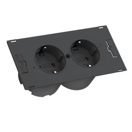 Bachmann 929.010 Due Power Strip 2 x Earthing Contact Sockets 0.2 m Cable Black