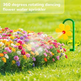 Crazy Daisy Sprinkler, 360° Dancing Flower Sprinkler for Lawn & Garden, Fun Irrigation Tool for Yard Watering & Playing.(Yellow)