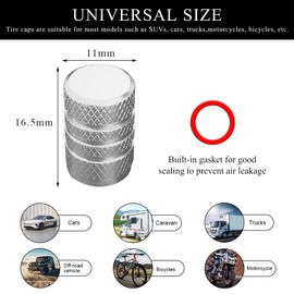 Yourkar 5 PCS Tire Valve Stem Caps, Aluminum Leak-Proof Tyre Valve Cap Replacements, Valve Stem Caps for Most Cars, Trucks, Motorcycles, Bicycles, Universal Car Accessories (Silver)