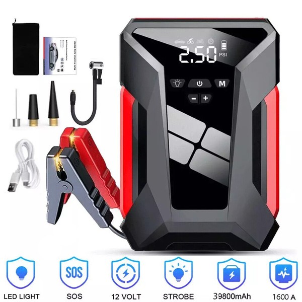 Car Jump Starter With Air Compressor 39800mah Battery Charger Jump