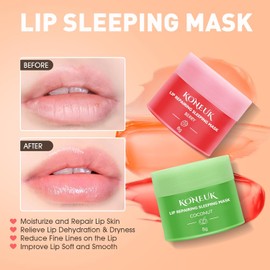 KONEUK Set De 12 Mascarillas Labiales Nocturnas, Tratamiento Labial Para La Noche, Mascarilla Nutritiva E Hidratante Con Vitamina C Y Aceite De Coco, Bálsamo Labial Para Labios Secos, Reduce Las Línea
