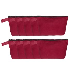 uxcell Canvas Makeup Bags, 10pcs Travel Cosmetic Bags Bulk, Multipurpose Plain Toiletry Zipper Pouches Blank DIY Craft Bags Pencil Bag for Women Teens, Dark Red(7.5 x 5 x 1.8inch)