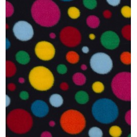 Printed Polar Fleece Fabric Material - Multi Spots ON Black, 1Mtr 150cmx100cm